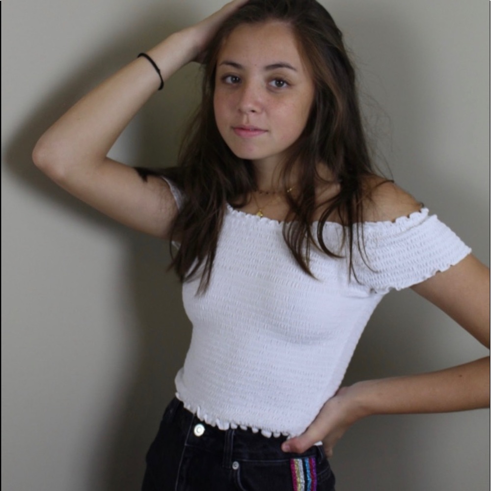 brandy melville white off the shoulder top